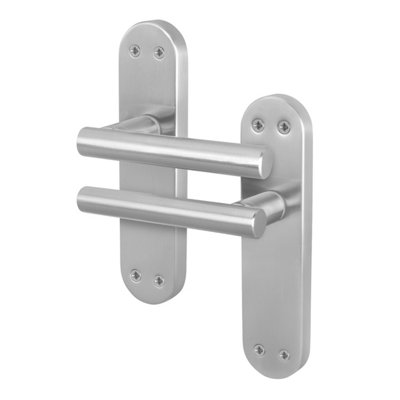 Afit Satin Door Handles  T-Bar 1 Pair Olvera Backplate Range from B&Q