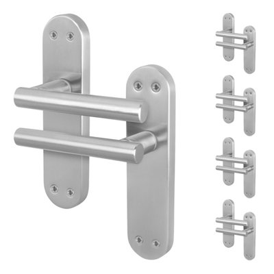 Afit Satin Door Handles  T-Bar 5 Pair Olvera Backplate Range from B&Q