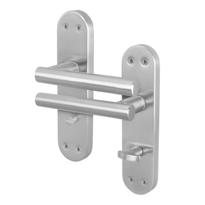 Afit Satin Bathroom Door Handles  T-Bar 1 Pair Olvera Backplate Range from B&Q