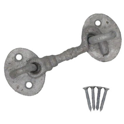 Afit Cabin Hook Galvanised Cast Iron 75mm Heavy Duty French Stable Door Gate Hold Back With Fixings Barrel Style from B&Q