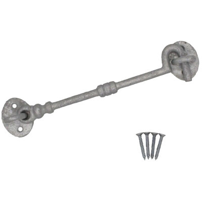 Afit Cabin Hook Galvanised Cast Iron 200mm Heavy Duty French Stable Door Gate Hold Back With Fixings Barrel Style from B&Q