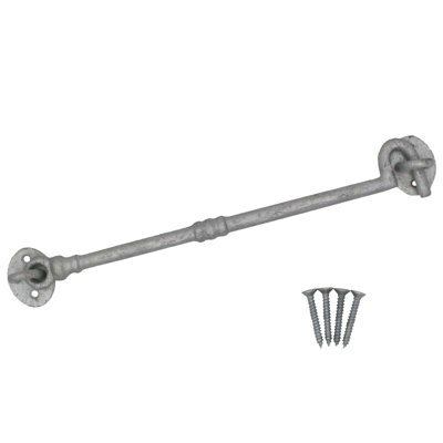 Afit Cabin Hook Galvanised Cast Iron 250mm Heavy Duty French Stable Door Gate Hold Back With Fixings Barrel Style from B&Q