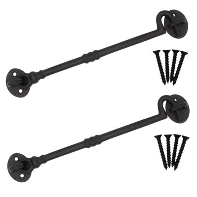 Afit Cabin Hook Pack Of 2 Black Cast Iron 250mm Heavy Duty French Stable Door Gate Hold Back With Fixings Barrel Style from B&Q