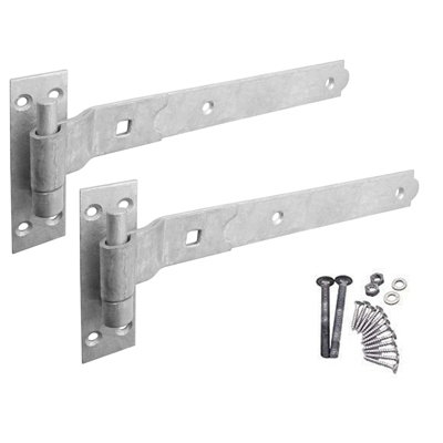 Afit Gate Hinges Hook Band Cranked Heavy Duty  350mm / 14 Inch Galvanised Garage Or Gate Hinges 1Pair With Fixings from B&Q