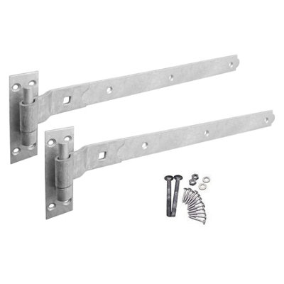 Afit Gate Hinges Hook Band Cranked Heavy Duty  600mm / 24 Inch Galvanised Garage Or Gate Hinges 1Pair With Fixings from B&Q