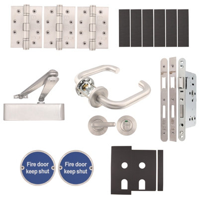 Afit Fire Door KitBathroom Cubicle DoorHeavy DutySatin Stainless Steel from B&Q