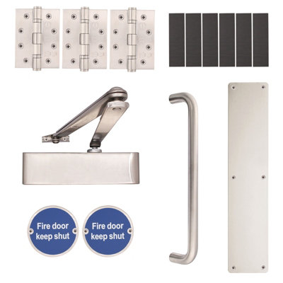 Afit Fire Door KitCorridor Non Locking Double CylinderHeavy DutySatin Stainless Steel from B&Q