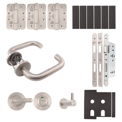 Afit Fire Door KitFemale Toilet CubicleSevere DutySatin Stainless Steel from B&Q