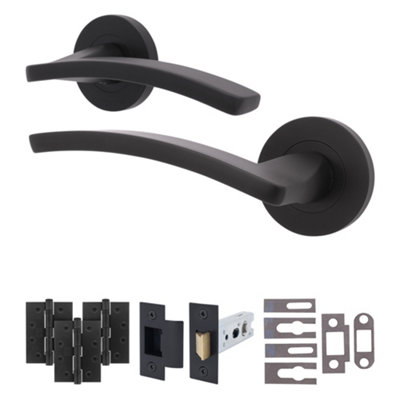 Afit Black Fire Door Handle Latch SetMatt Black Internal Fire Rated Door Handle With 76mm Latch And 102mm HingesEbley 1 Pack from B&Q