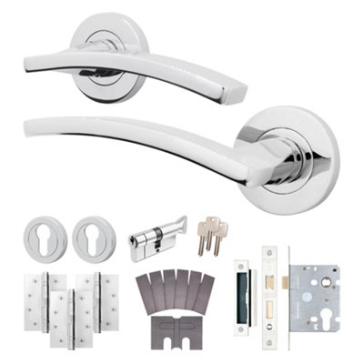 Afit Chrome Fire Door Handle Euro Lock And Thumbturn Cylinder SetInternal Fire Rated Door HandleLocksHingesEbley 1 Pack from B&Q