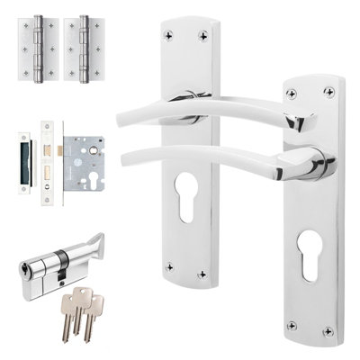 Afit Chrome Door Handle Euro Lock And Thumbturn Cylinder SetInternal Door Handle With Locks And HingesEbley 1 Pack from B&Q