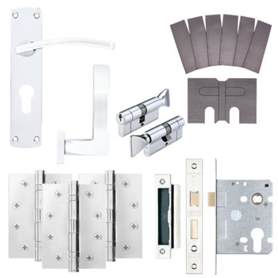 Afit Chrome Fire Door Handle Euro Lock And Thumbturn Cylinder SetInternal Fire Rated Door HandleLocksHingesEbley 1 Pack from B&Q