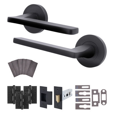 Afit Black Fire Door Handle Latch SetMatt Black Internal Fire Rated Door Handle With 76mm Latch And 102mm HingesEden 1 Pack from B&Q