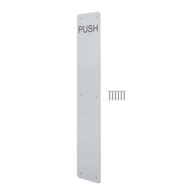 Afit Satin Door Finger Plate425 X 75mm Engraved Push With Radius Corners Satin Stainless Steel from B&Q