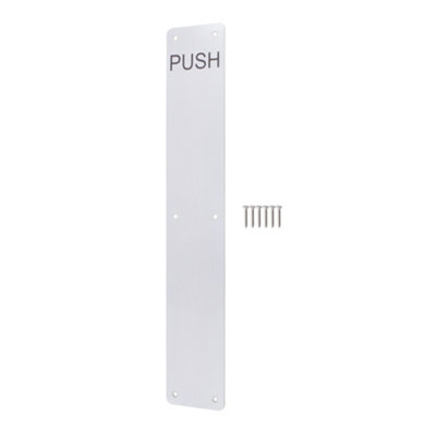 Afit Door Finger Plate425 X 75mm Engraved Push With Radius Corners Polished Stainless Steel from B&Q