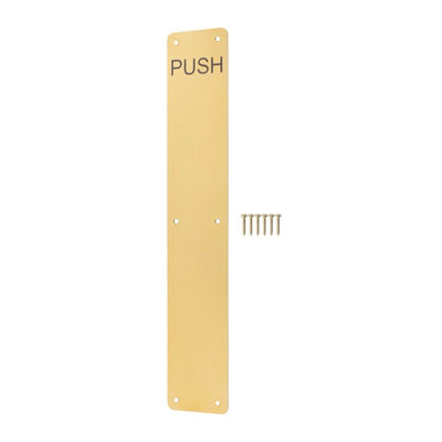 Afit Brass Door Finger Plate425 X 75mm Engraved Push With Radius Corners Polished Brass from B&Q