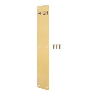 Afit Satin Brass Door Finger Plate425 X 75mm Engraved Push With Radius Corners Satin Brass from B&Q