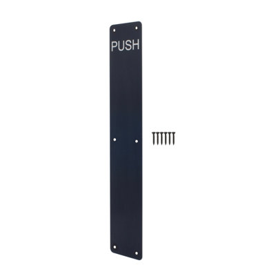 Afit Black Door Finger Plate425 X 75mm Engraved Push With Radius Corners Matt Black from B&Q
