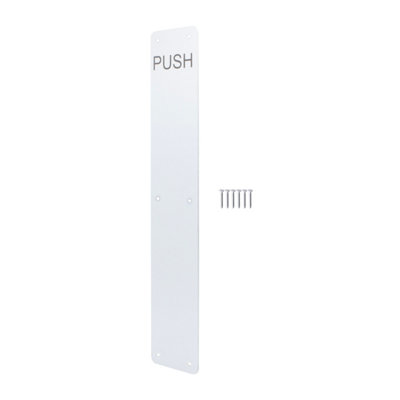 Afit Aluminium Door Finger Plate 425 X 75mm Engraved Push With Radius Corners Satin Aluminium from B&Q
