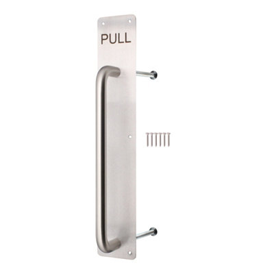 Afit Stainless Pull Handle On Plate Engraved Pull  425 X 75mm Satin Stainless from B&Q