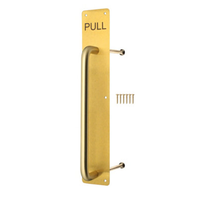 Afit Satin Brass Pull Handle On Plate Engraved Pull  425 X 75mm Satin Brass from B&Q