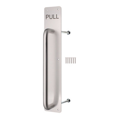 Afit Aluminium Pull Handle On Plate Engraved Pull  425 X 75mm Satin Aluminium from B&Q