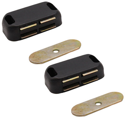 AFIT Magnetic Door Catch 4Kg Pull - Strong Black Magnetic Catch For Cupboards, Wardrobes & Cabinet Doors - 2 Pack