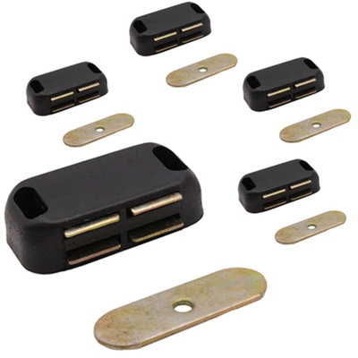 AFIT Magnetic Door Catch 4Kg Pull - Strong Black Magnetic Catch For Cupboards, Wardrobes & Cabinet Doors - 5 Pack