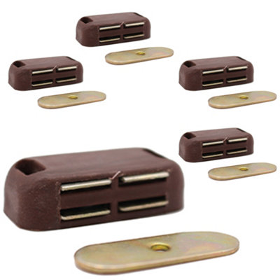 AFIT Magnetic Door Catch 4Kg Pull - Strong Black Magnetic Catch For Cupboards, Wardrobes & Cabinet Doors - 5 Pack