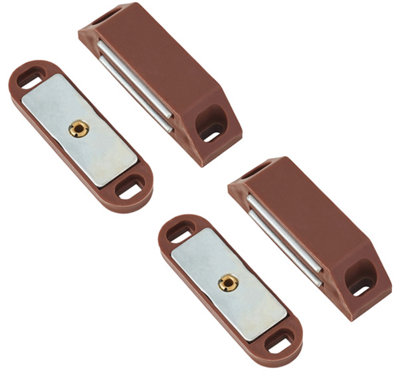 AFIT Magnetic Door Catch 6Kg Pull - Strong Brown Magnetic Catch For Cupboards, Wardrobes & Cabinet Doors - 2 Pack