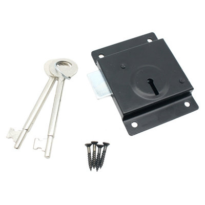 Afit Gate Press LockSurface Mounted3 InchBlack + 3 Keys from B&Q