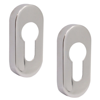 Afit Upright Euro Key Hole Cover Escutcheon64X30X10mmPolished StainlessPack Of 2 from B&Q