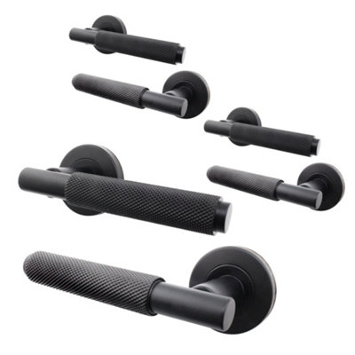 Afit Black Knurled Door Handles Internal  Pack 3  Dixon Range from B&Q