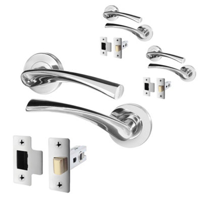 Afit Chrome Internal Twist Door Handles With Latch  3 Pairs  Novi Range from B&Q
