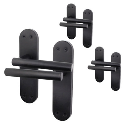 Afit Black Door Handles  T-Bar 3 Pair Olvera Backplate Range from B&Q