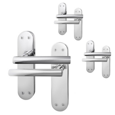 Afit Chrome Door Handles  T-Bar 3 Pair Olvera Backplate Range from B&Q