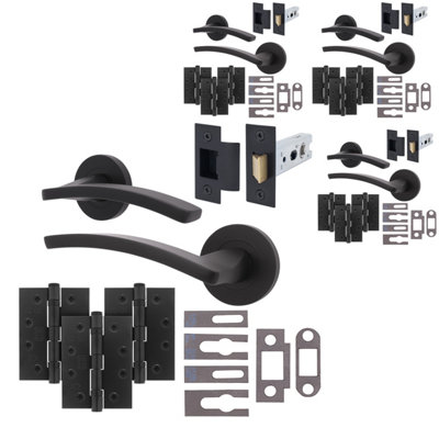 Afit Black Fire Door Handle Latch SetMatt Black Internal Fire Rated Door Handle With 76mm Latch And 102mm HingesEbley 4 Pack from B&Q