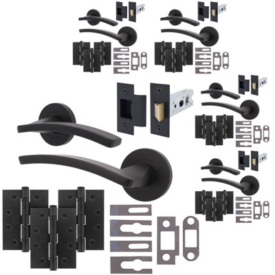 Afit Black Fire Door Handle Latch SetMatt Black Internal Fire Rated Door Handle With 76mm Latch And 102mm HingesEbley 5 Pack from B&Q