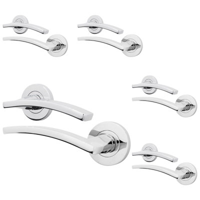 Afit Chrome Fire Door HandlePolished Chrome Internal Lever On Rose Fire Rated Door HandleEbley 5 Pairs from B&Q
