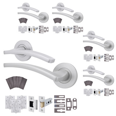 Afit Satin Fire Door Handle Latch SetSatin Chrome Internal Fire Rated Door Handle With 76mm Latch And 102mm HingesEbley 5 Pack from B&Q