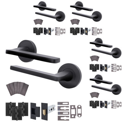 Afit Black Fire Door Handle Latch SetMatt Black Internal Fire Rated Door Handle With 76mm Latch And 102mm HingesEden 5 Pack from B&Q