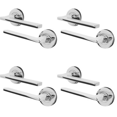 Afit Chrome Fire Door HandlePolished Chrome Internal Lever On Rose Fire Rated Door HandleEden 4 Pairs from B&Q