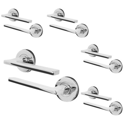 Afit Chrome Fire Door HandlePolished Chrome Internal Lever On Rose Fire Rated Door HandleEden 5 Pairs from B&Q