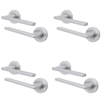 Afit Satin Fire Door HandleSatin Chrome Internal Lever On Rose Fire Rated Door HandleEden 4 Pairs
