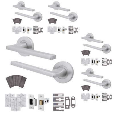 Afit Satin Fire Door Handle Latch SetSatin Chrome Internal Fire Rated Door Handle With 76mm Latch And 102mm HingesEden 5 Pack from B&Q