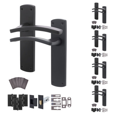 Afit Black Fire Door Handle Latch SetMatt Black Internal Fire Rated Door Handle With 76mm Latch And 102mm HingesEbley 5 Pack from B&Q