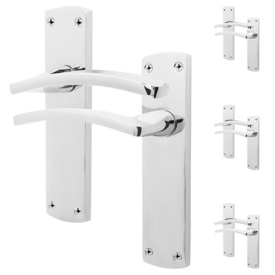 Afit Chrome Fire Door HandlePolished Chrome Internal Lever On Rose Fire Rated Door HandleEbley 4 Pairs from B&Q