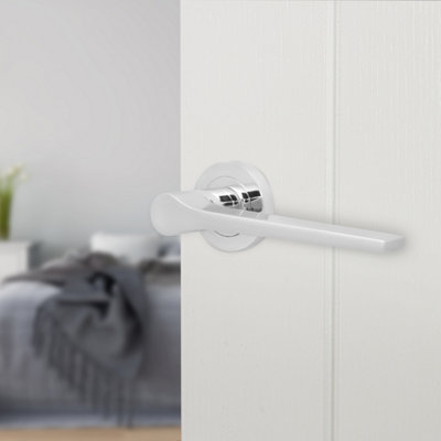 Afit Chrome Fire Door HandlePolished Chrome Internal Lever On Rose Fire Rated Door HandleTempo 1 Pair from B&Q