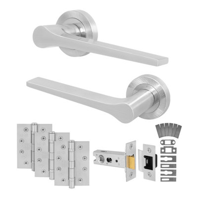 Afit Satin Fire Door Handle Latch SetSatin Nickel Internal Fire Rated Door Handle With 76mm Latch And 102mm HingesTempo 1 Pack from B&Q