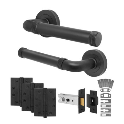 Afit Black Fire Door Handle Latch SetMatt Black Internal Fire Rated Door Handle With 76mm Latch And 102mm HingesSinta 1 Pack from B&Q